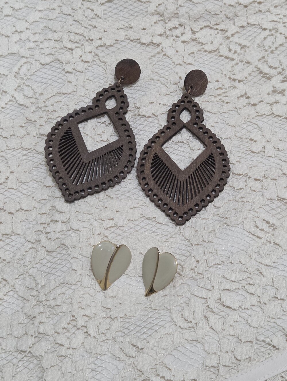 🩷Enamel Stud & Wooden Boho Teardrop Earring Set